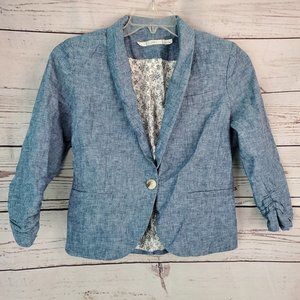 Gibson Blue Linen Blend Single Button Blazer M